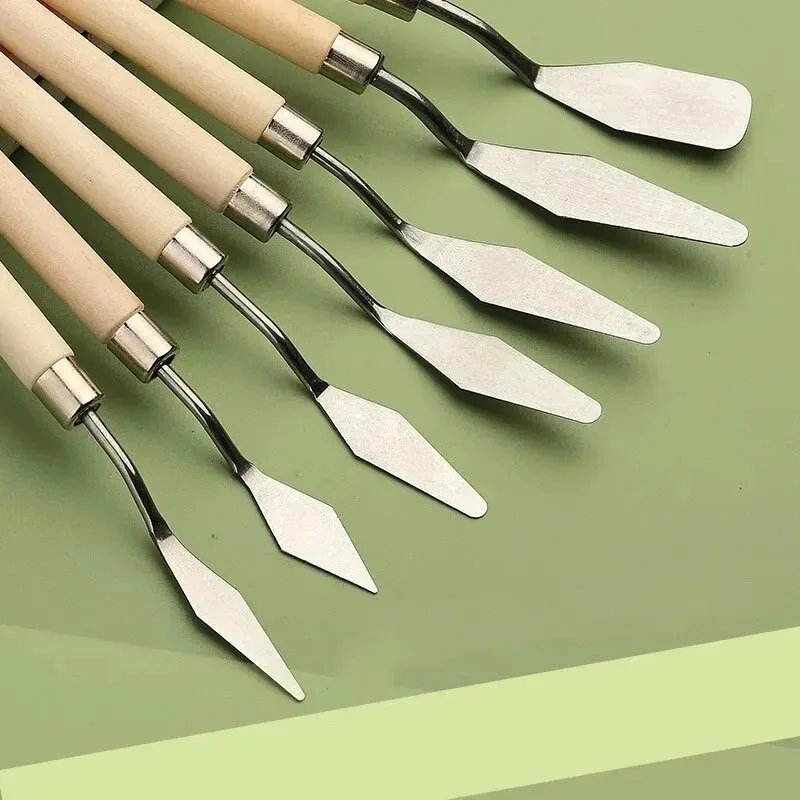 7 ชิ้นสแตนเลสภาพวาดสีน้ํามันมีดศิลปินหัตถกรรม Spatula มีด Palette ผสมมีด Scraper เครื่องมือศิลปะ