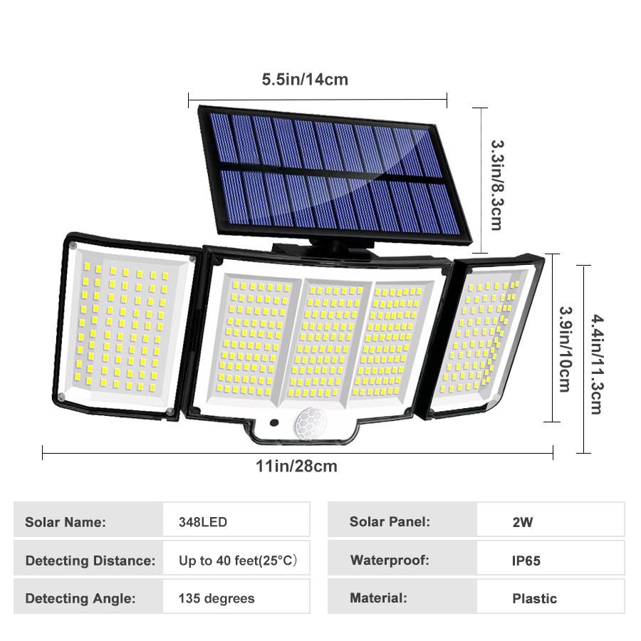 Luz Solar 234LED impermeable para exteriores con Sensor de movimiento 3 modos de iluminación luz de seguridad luz de inundación Solar para jardín garaje patio