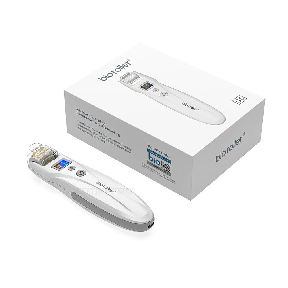 Rolo Facial Microneedling Bio Microcorrente, Vibrador Terapia de Luz Vermelha, Máquina Facial EMS para o Crescimento do Cabelo Barba, G5 Bio