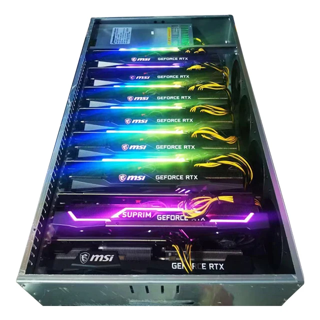 RTX 3060 3070 3080 3090 Support 65mm Spacing 8gpu Platform Frame with Power Supply Graphic Card case H61 B85 8 Gpu Cases