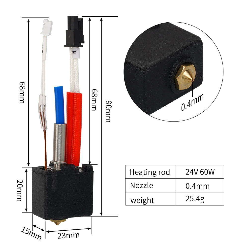 Dla Anycubic Kobra 2 Hotend Dysza mosiężna 0,2/0,4/0,6/0,8/1,0 mm Dla Anycubic 2 Neo/Plus Hotend Kit Dla Anycubic Kobra 2 Max/Pro