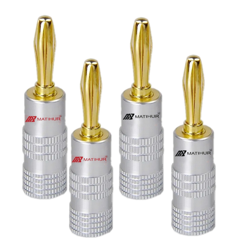 4 Uds Matihur banana plug 24k chapado en oro GD Amp cobre chapado en oro OFC 4mm enchufe amplificador de Audio terminal de enchufe de altavoz
