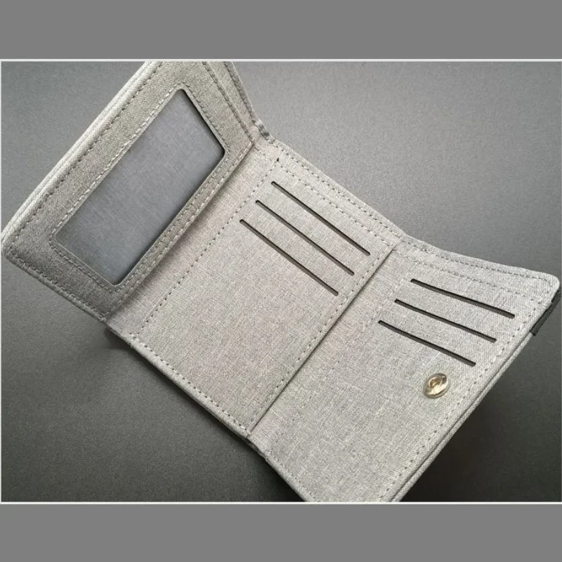 男性用ショートキャンバスウォレット,対照的な色,小さな3つの折りたたみ式財布,カードと小銭入れ,小さなチェンジバッグ,ファッション