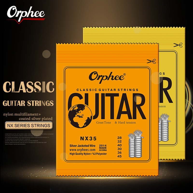 Cuerdas de guitarra clásica Orphee, cuerdas de nailon de alambre plateado, serie NX, 6 unids/set para accesorios de guitarra clásica, uso práctico