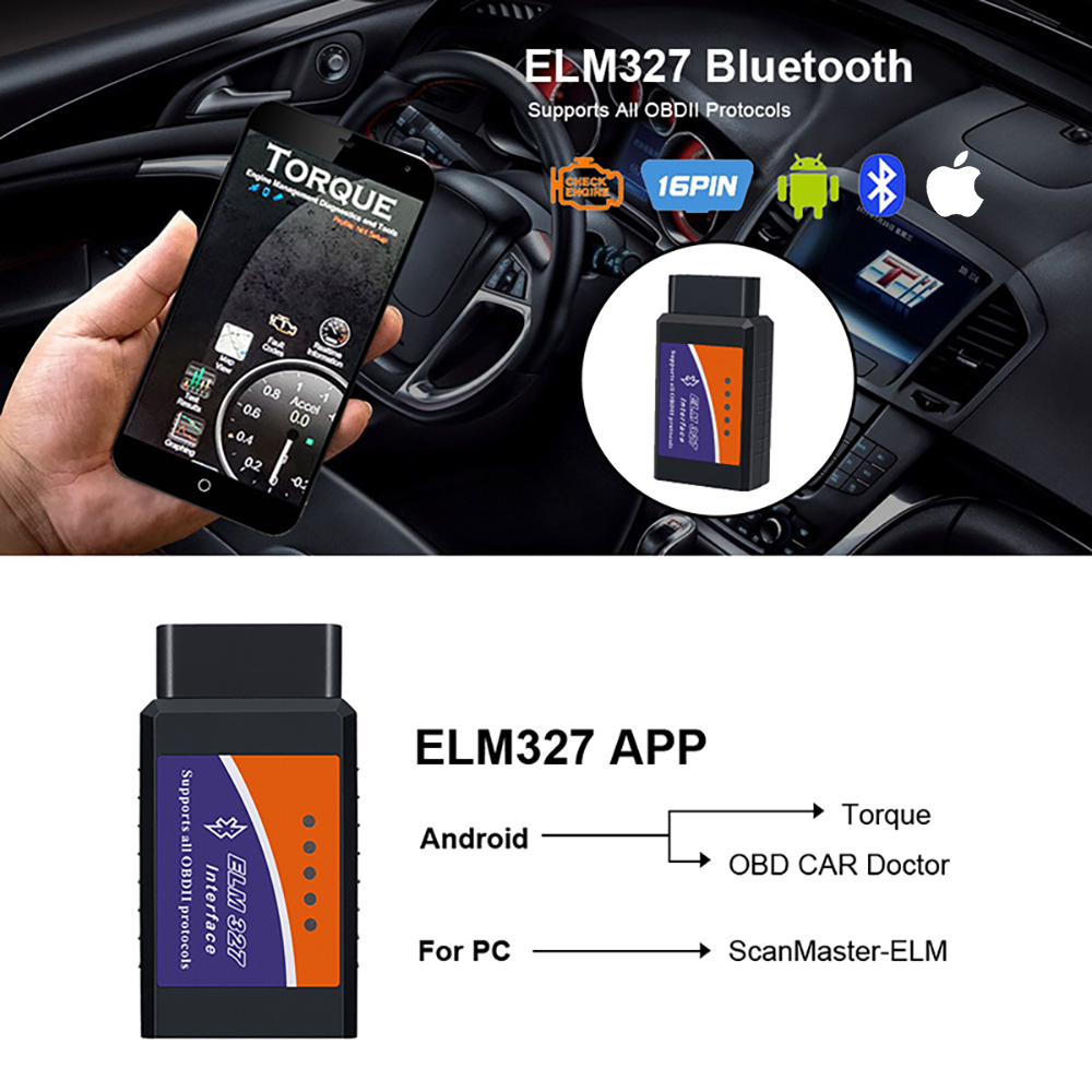 Elm327 v2.1 obd2 scanner bluetooth ferramenta de diagnóstico do carro para android/ios leitor código detector falhas automotivas
