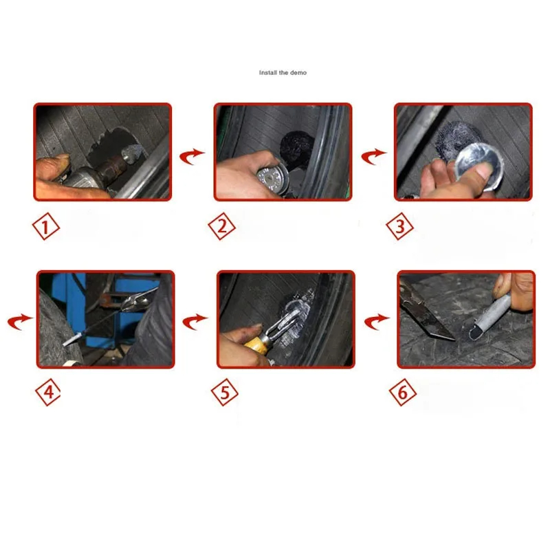 Universal Car Vehicle Tubeless Tyre Puncture Repair Kit Wired Mushroom Plug Motorcycle Patch Vacuum Tire Plug Patch Gum