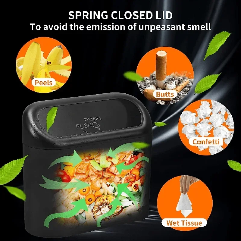 Car Trash Can (with Lid) Contains 60 (300) Garbage Bags, Small Car Trash Can, Leak-proof Mini Car Accessories