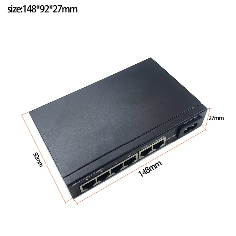 6 puertos 10/100M 4 puertos poe 802.3at/af 48v (65w-72w) con enlace ascendente de 2 puertos para cámara CCTV cámaras IP conmutador ethernet
