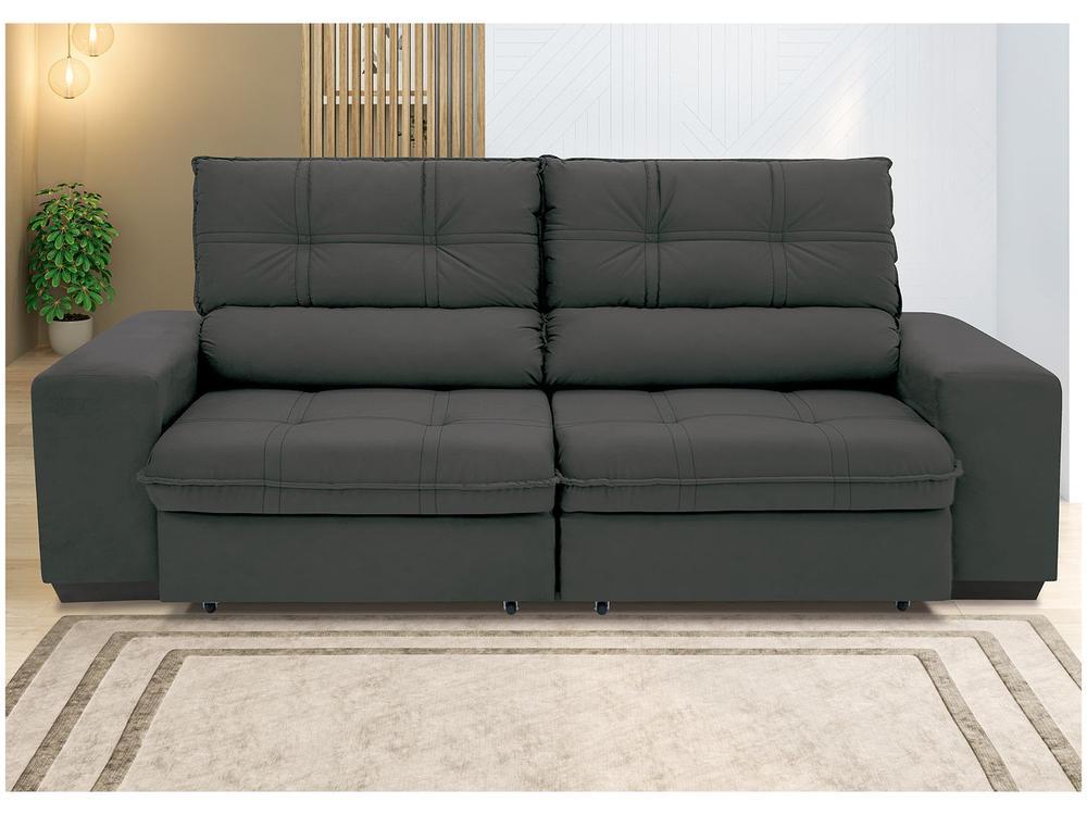 Sofá Retrátil Reclinável 4 Lugares Suede Brunello Linoforte