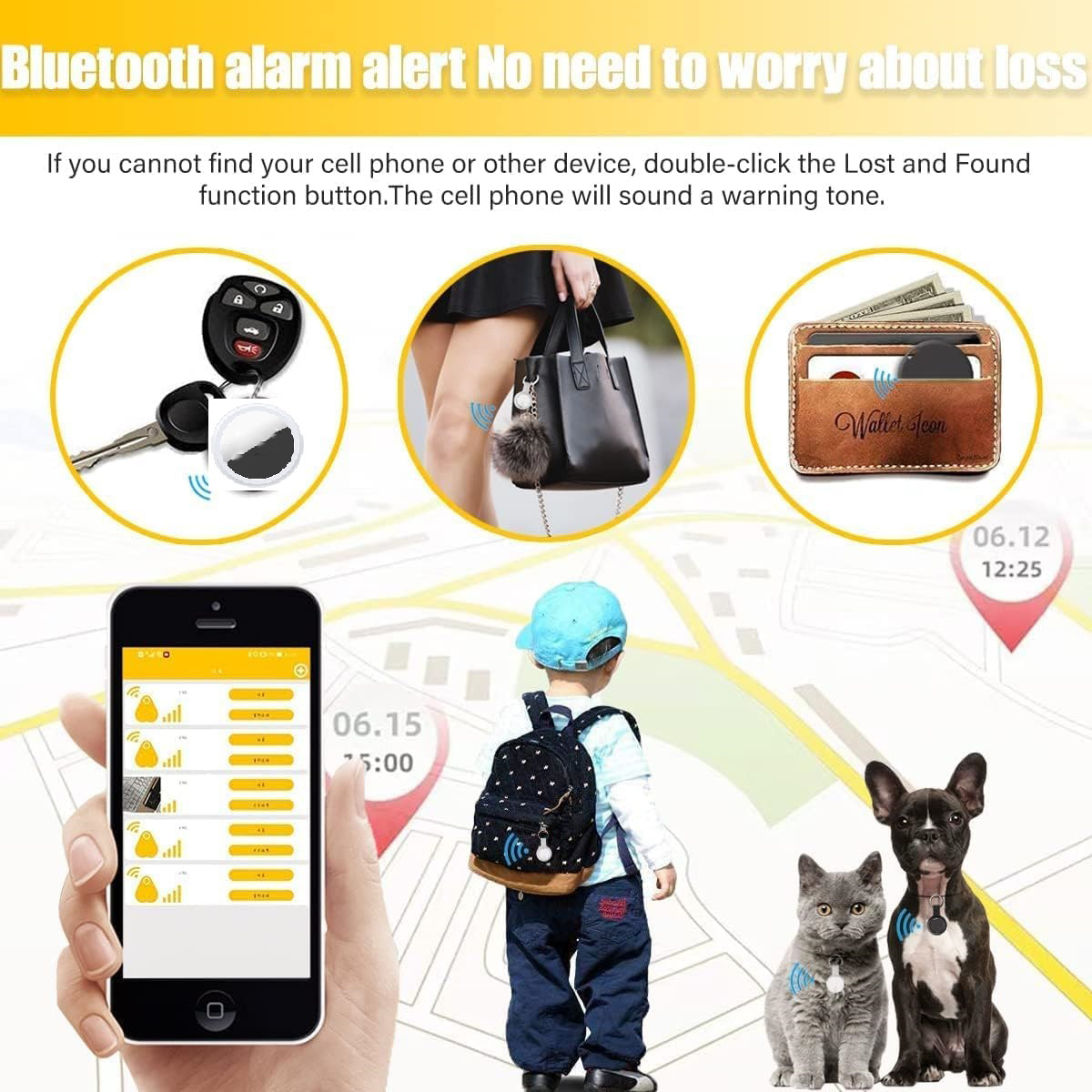 Smart Bluetooth GPS Anti - lose Tracker Sound locate msg reminder alarm For keys wallets kids pets APP tracking on iOS & Android