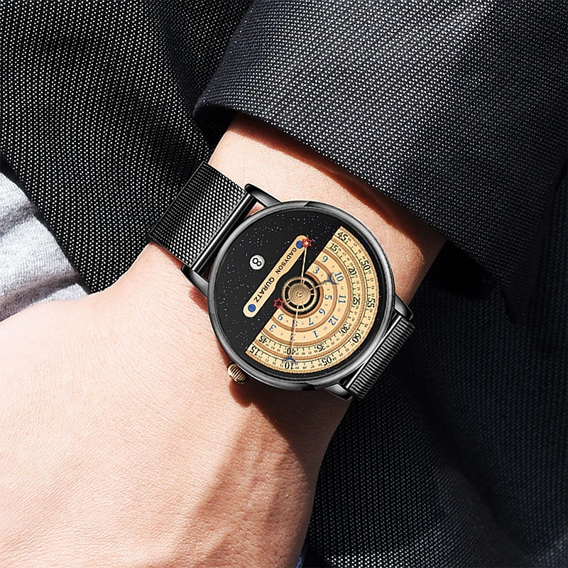 Reloj único de negocios para hombre, reloj de pulsera de cuarzo con correa de acero inoxidable y fecha automática, regalos para hombre, reloj calendario