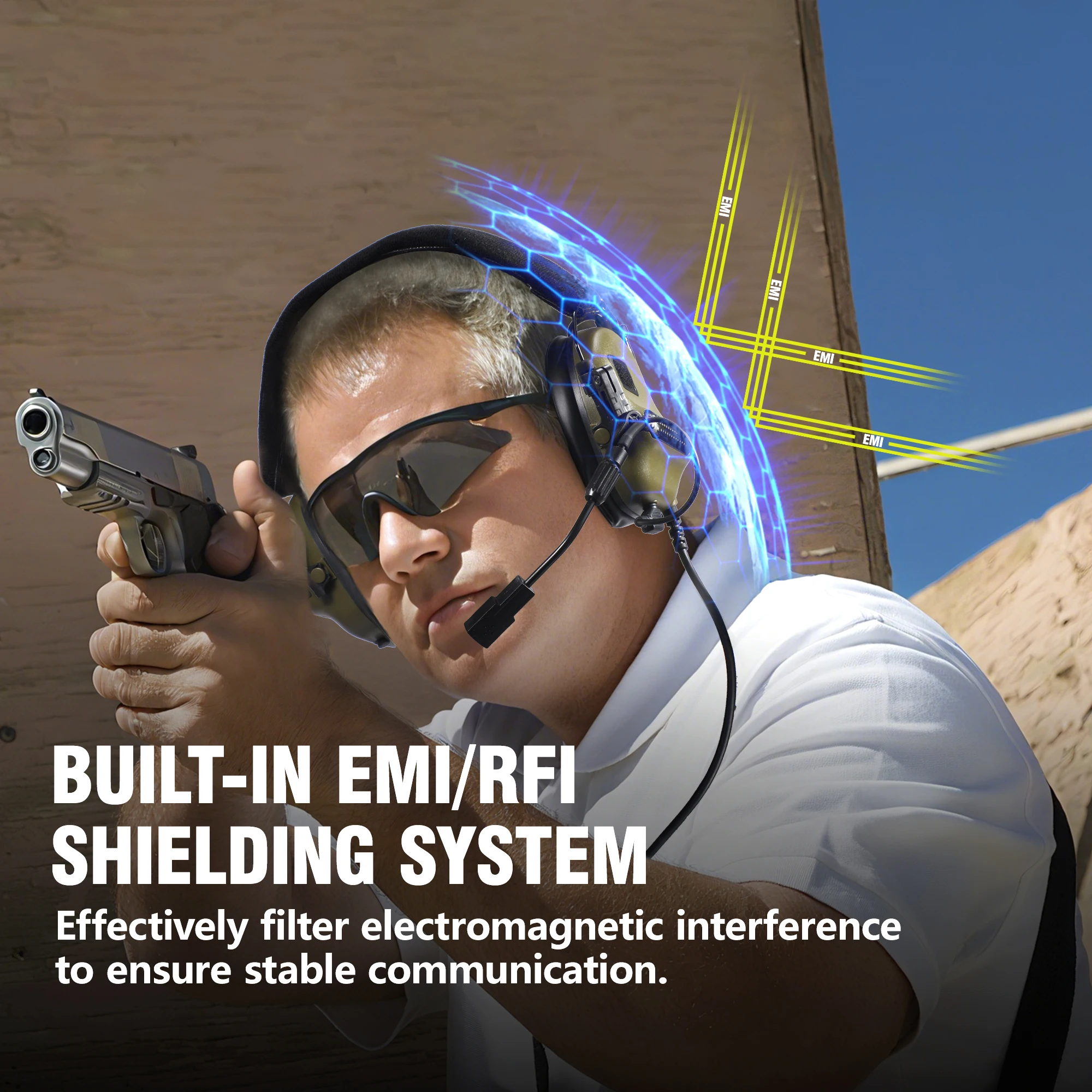 ARM NEXT F10 Tactical Headset Noise Cancelling Hunting & Shooting Headphones with Brackets for Wendy M-LOK/ARC Helmets earmor