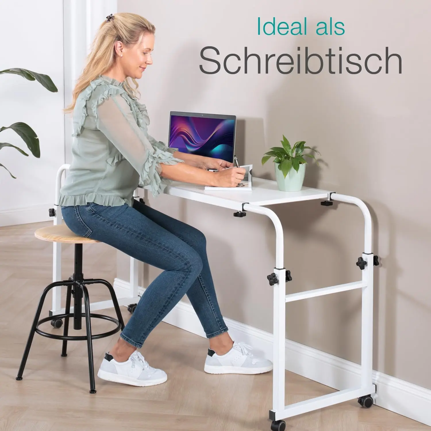 höhenverstellbar/breitenverstellbar, Overbed Table, Mobiler Schreibtisch, Pflegetisch, Laptop-Tisch, Bettbeistelltisch, Width11