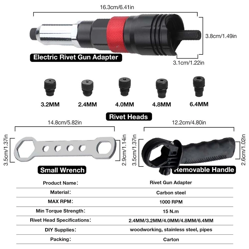 Cordless Riveting Machine Tool Kit  Insert Nut Riveting Tools Industrial Electric Rivet Gun Adapter Electric Rivets Tool Set
