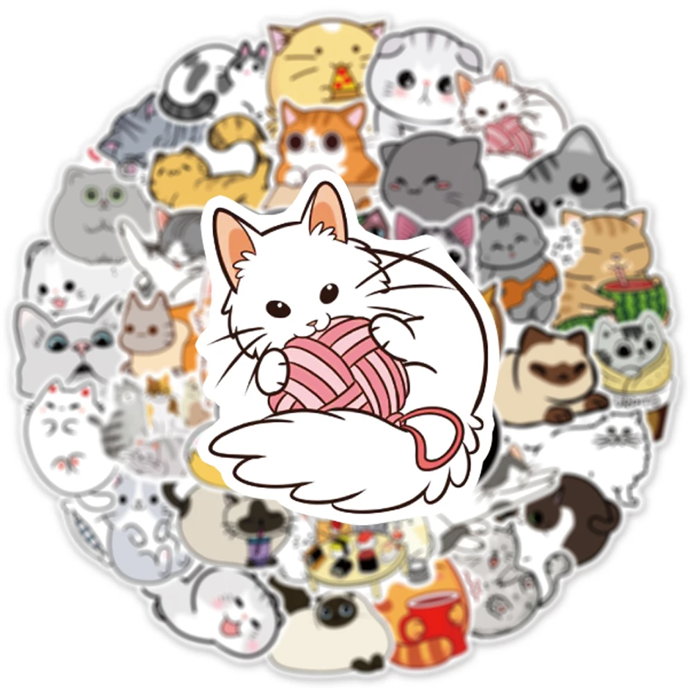 50PCS 만화 귀여운 고양이 동물 성격 낙서 크리 에이 티브 스티커 장난감 스케이트 보드 기타 컴퓨터 냉장고 책상 장식