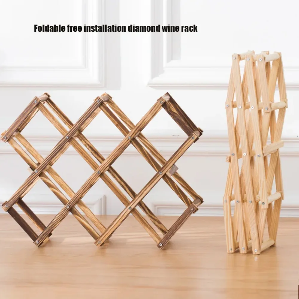 Weinregal aus Holz, Bar-Aufbewahrungsregal, Schrank, faltbar, Rotweinflaschen-Präsentationsregale, tragbar, zusammengebaut, zusammenklappbar, Weinhalter