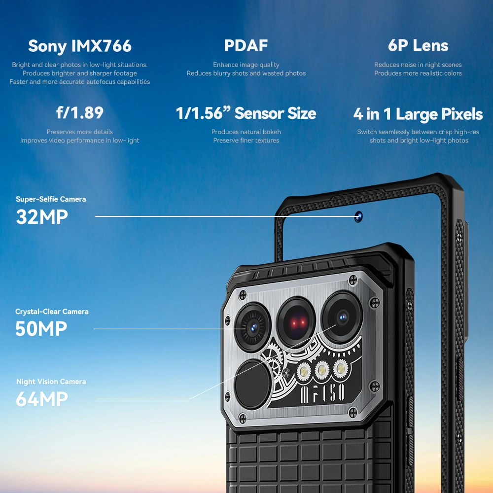 IIIF150 Raptor 5G robuuste smartphone Android 14 mobiele telefoon 6,78 '' 120 Hz AMOLED-display 16 GB + 512 GB 50 MP 65 W 10000 mAh telefoon