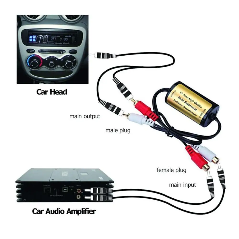 RCA Audio Noise Filter Anti-Noise Ground Loop-Isolator Noise Filter Eliminator Suppressor Ground Loop Lsolator Car Home Stereo