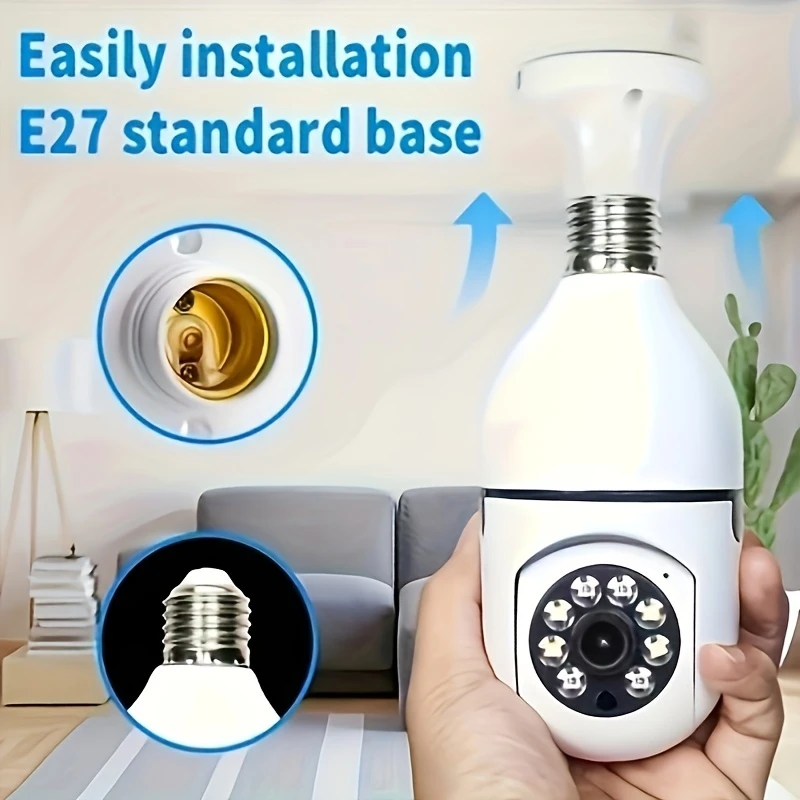 2 Stück Ease Life APP-Glühbirne Überwachungskameras Drahtlose WiFi-Kamera für den Außenbereich 5 GHz, 360 Grad, E27-Lichtfassung, verschraubbar, Securi