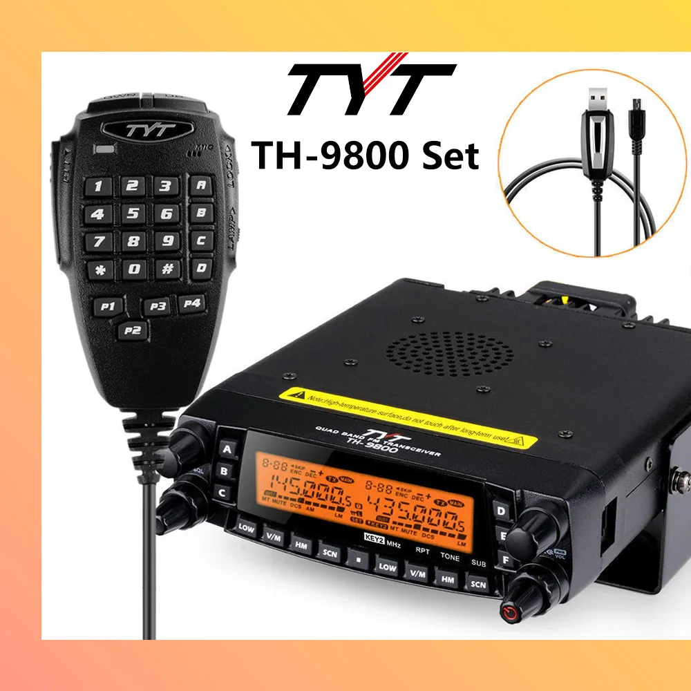 Estación Base de Radio para coche TYT TH-9800, repetidor de Walkie Talkie de 50W, pantalla Dual, transceptor móvil de cuatro bandas, Radio Truk