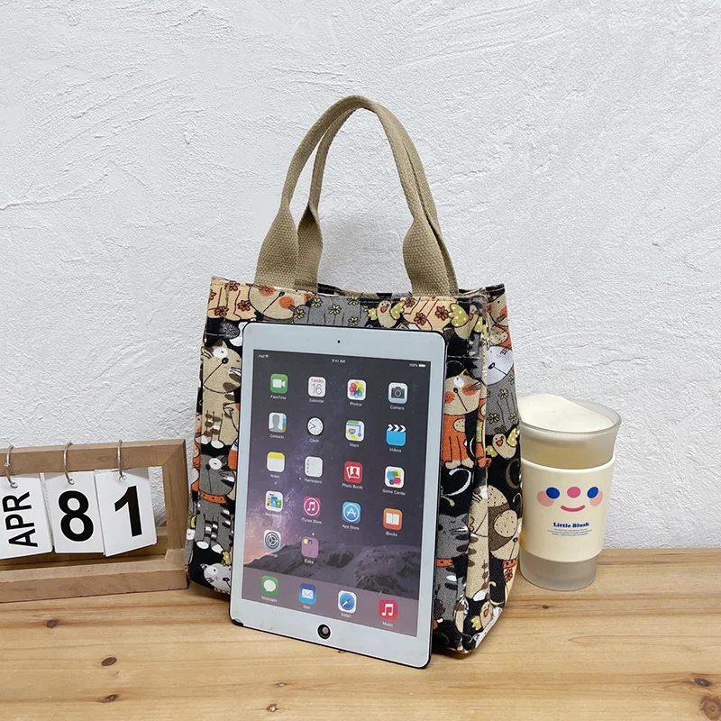 Mode Modieuze tas met handvat aan de bovenkant en schattig kattenpatroon Draagbare mamatas voor dames Retro Art Handtas Winkelen