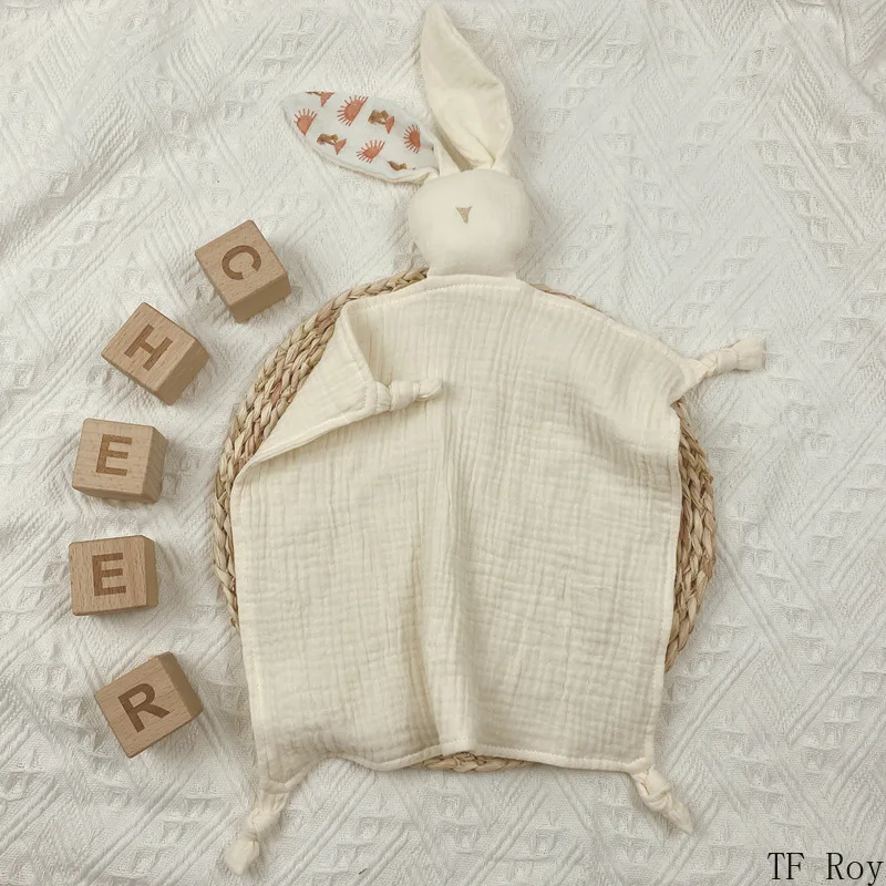 Schattige Baby Konijn Kat Trooster Zacht Katoen Slapen Poppen Rustgevende Doek Deken Baby Mousseline Handdoek Pasgeboren Sussen Handdoek Slabbetjes