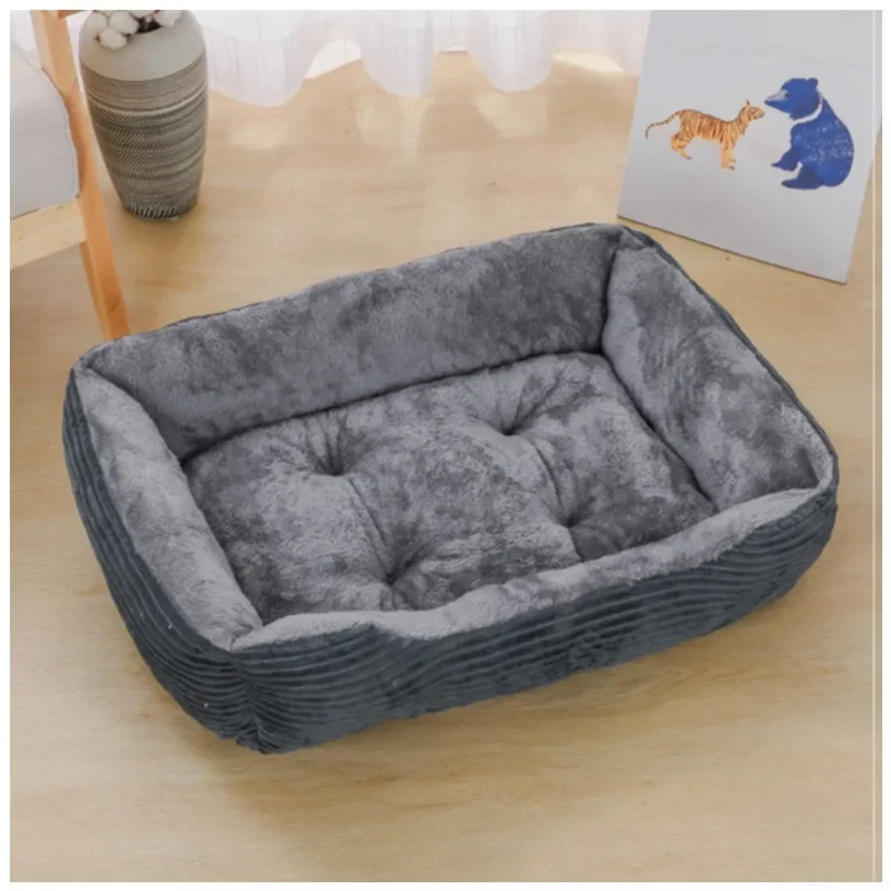 Cama cuadrada de felpa para perros y gatos, sofá cama para perros medianos y pequeños, cojín calmante para mascotas, accesorios para mascotas