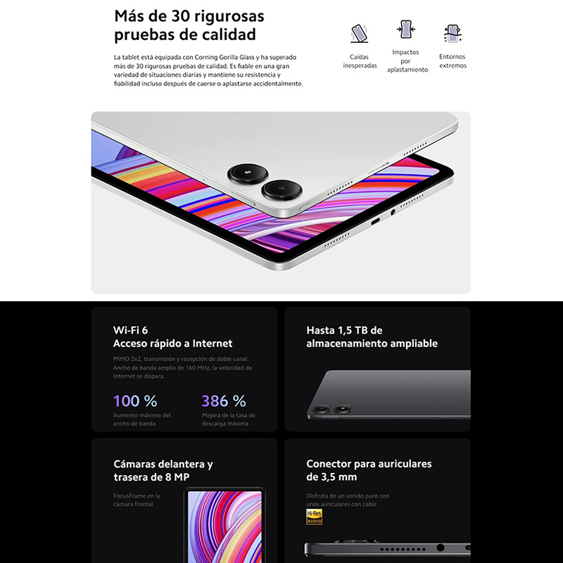 Xiaomi Redmi Pad Pro Tablet WIFI Versión 120Hz" Pantalla 2.5K Snapdragon ® 7S Gen 2 10000mAh Batería 33W Velocidad de carga