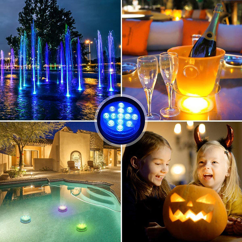 IP68 Chống Nước Nhiều Màu Chìm Đèn LED Dưới Nước Đèn Ngủ Đèn Bình Bát Đảng Cưới Trang Trí Giáng Sinh