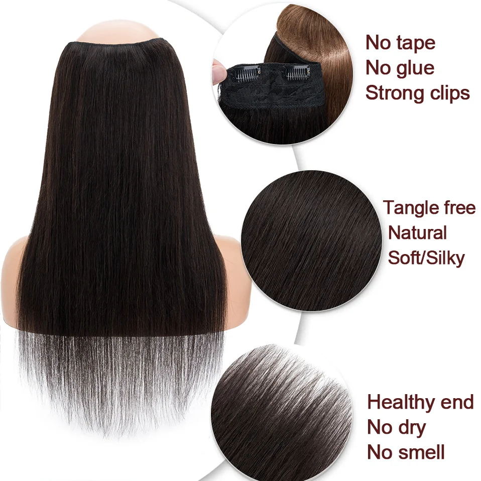 Sego 12 "-22" clipe em forma de v em extensões de cabelo cabelo humano real invisível clipe sem emenda em linha reta uma peça postiços para mulher