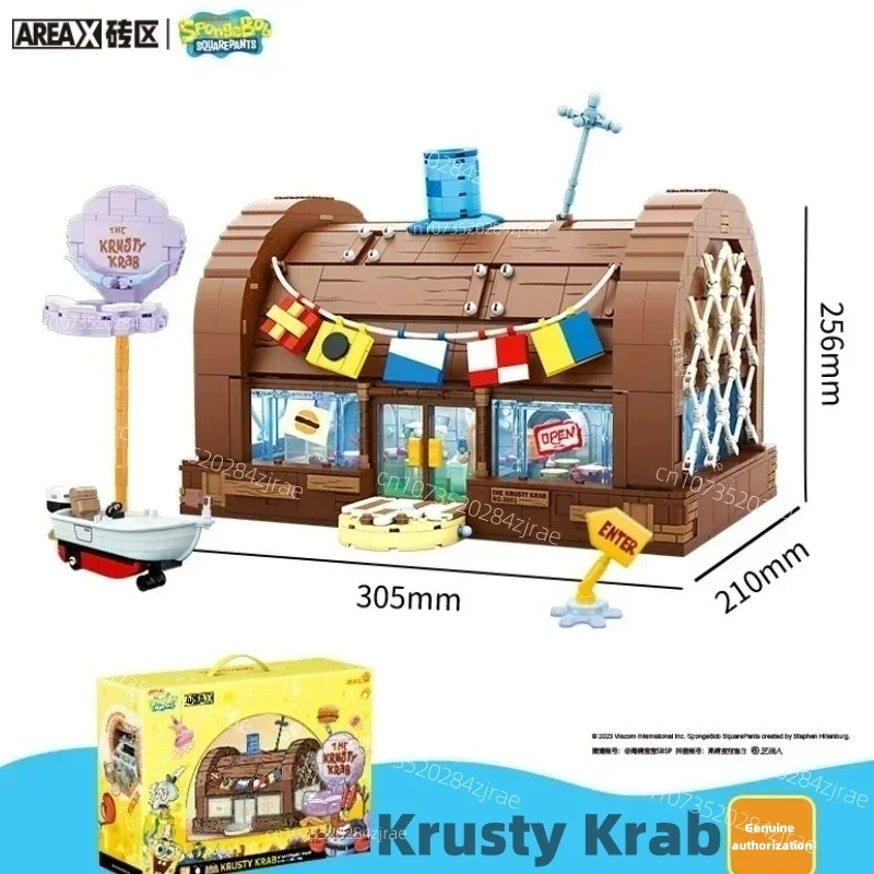 Bloc de construction Bob l'éponge, dessin animé Krusty Krab, modèle de scène de restaurant créatif, jouet d'assemblage Patrick Star, cadeau d'anniversaire pour enfants