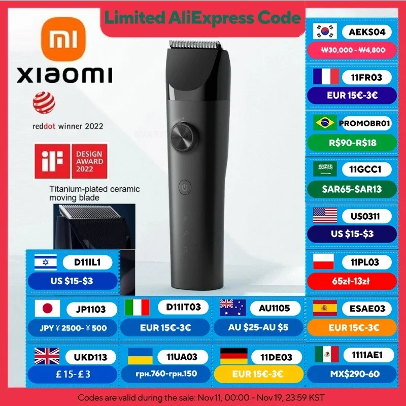 XIAOMI MIJIA-Tondeuse à cheveux électrique sans fil pour homme, rasoir professionnel étanche IPX7