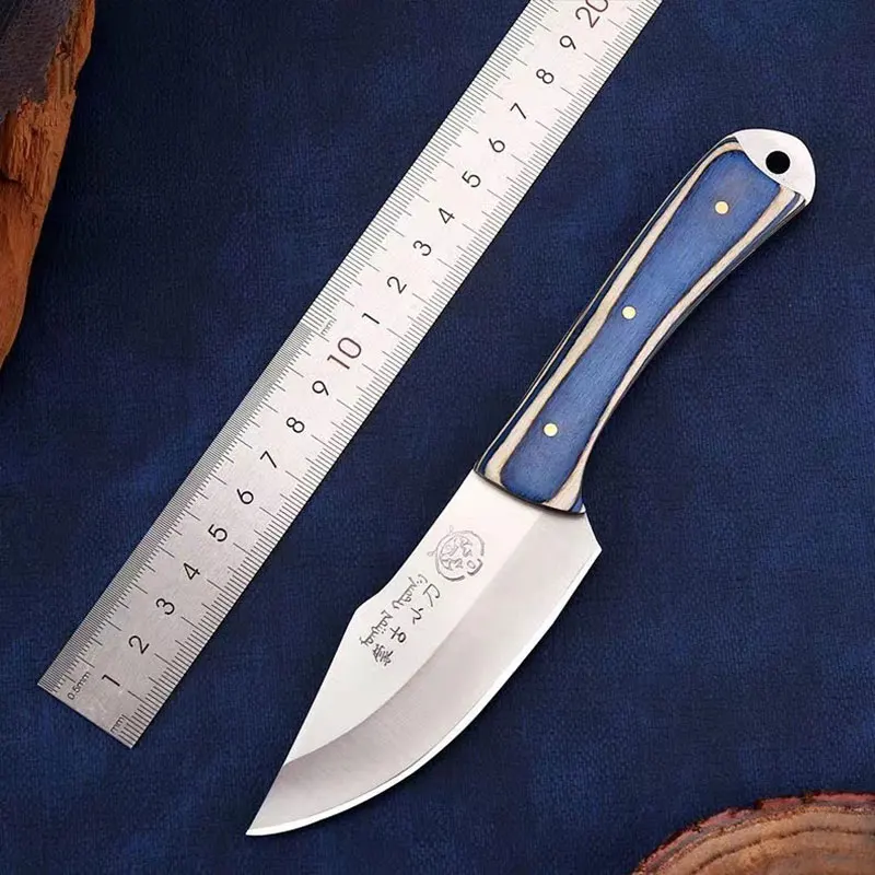 Coltelli multiuso 1pc, coltelli da frutta, coltelli da campeggio per barbecue all'aperto, coltelli da cucina, manici in legno colorato, acciaio 3CR13, fo
