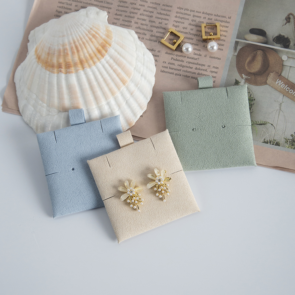 5pack 6x6cm Beige Microfiber Handmade Jewelry Packaging Necklace Earring Bracelets Display Card Jewelry Box Pouch Insert Pad