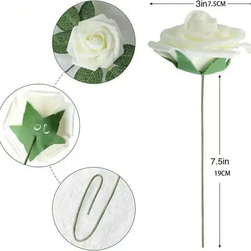 25Pcs 인공 장미 꽃 거품 가짜 가짜 꽃 장미 DIY 웨딩 부케 파티 홈 장식 정원 장식