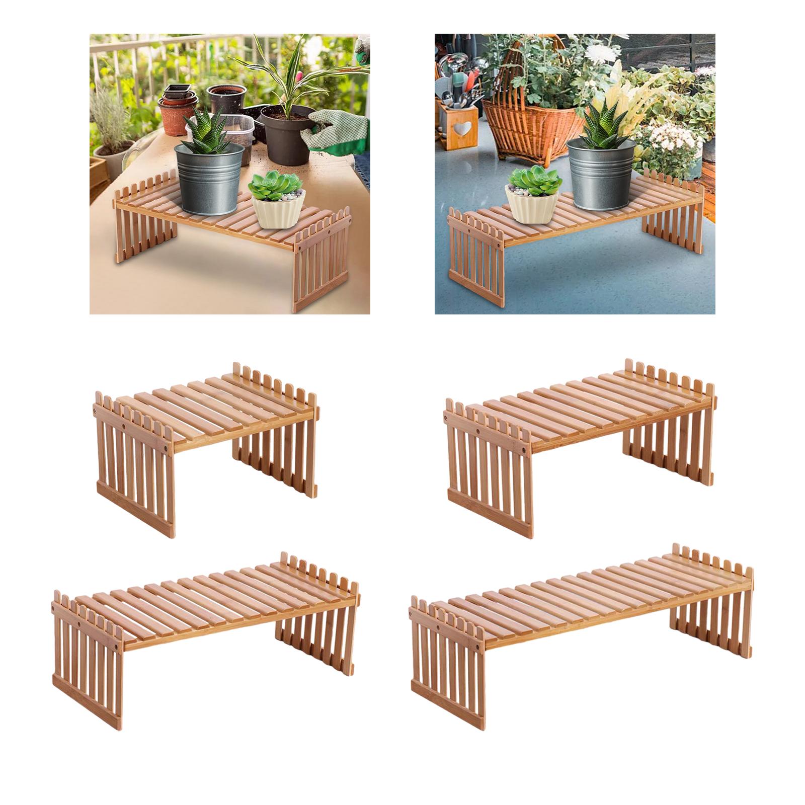 Flower Shelf Multifunctional Wood Planter Holder for Indoor Lawn Countertop