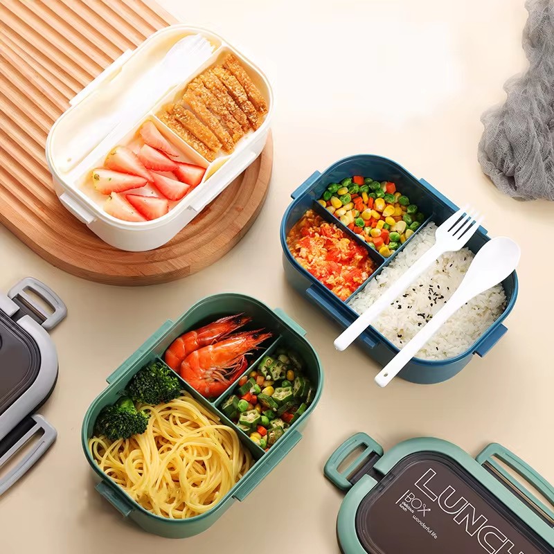 Tragbarer Obst nahrungsmittel behälter, Mikrowellen-Brotdose, Picknick-Aufbewahrung sbox, doppels chichtige Brotdose, Küchengeräte
