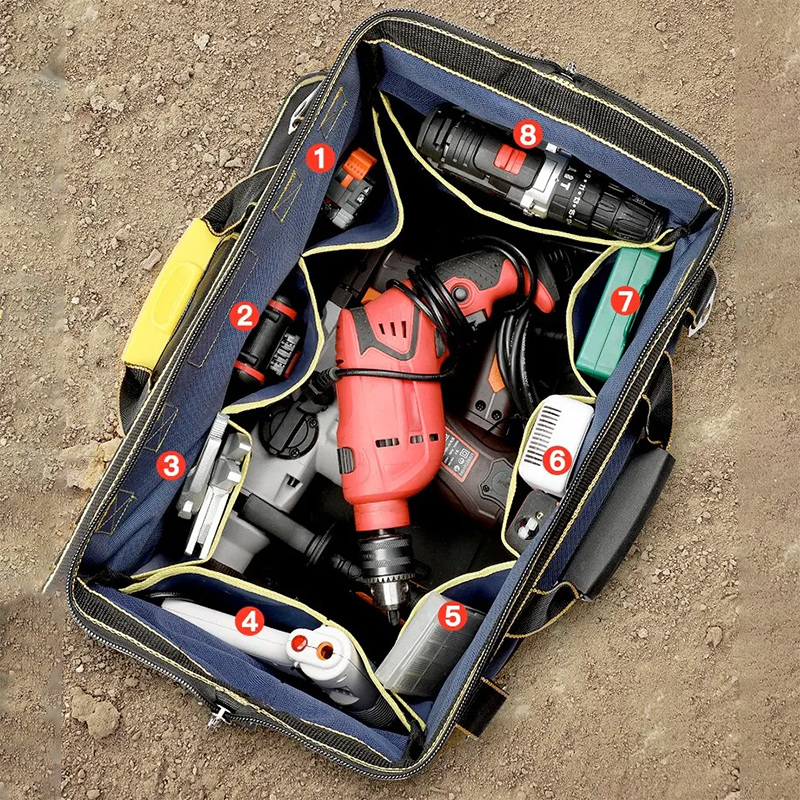 Sac à Outils Multifonctionnel de 23 Pouces, Grande Capacité, Épaissie, Boîte à Outils Multi-Poches pour Électricien