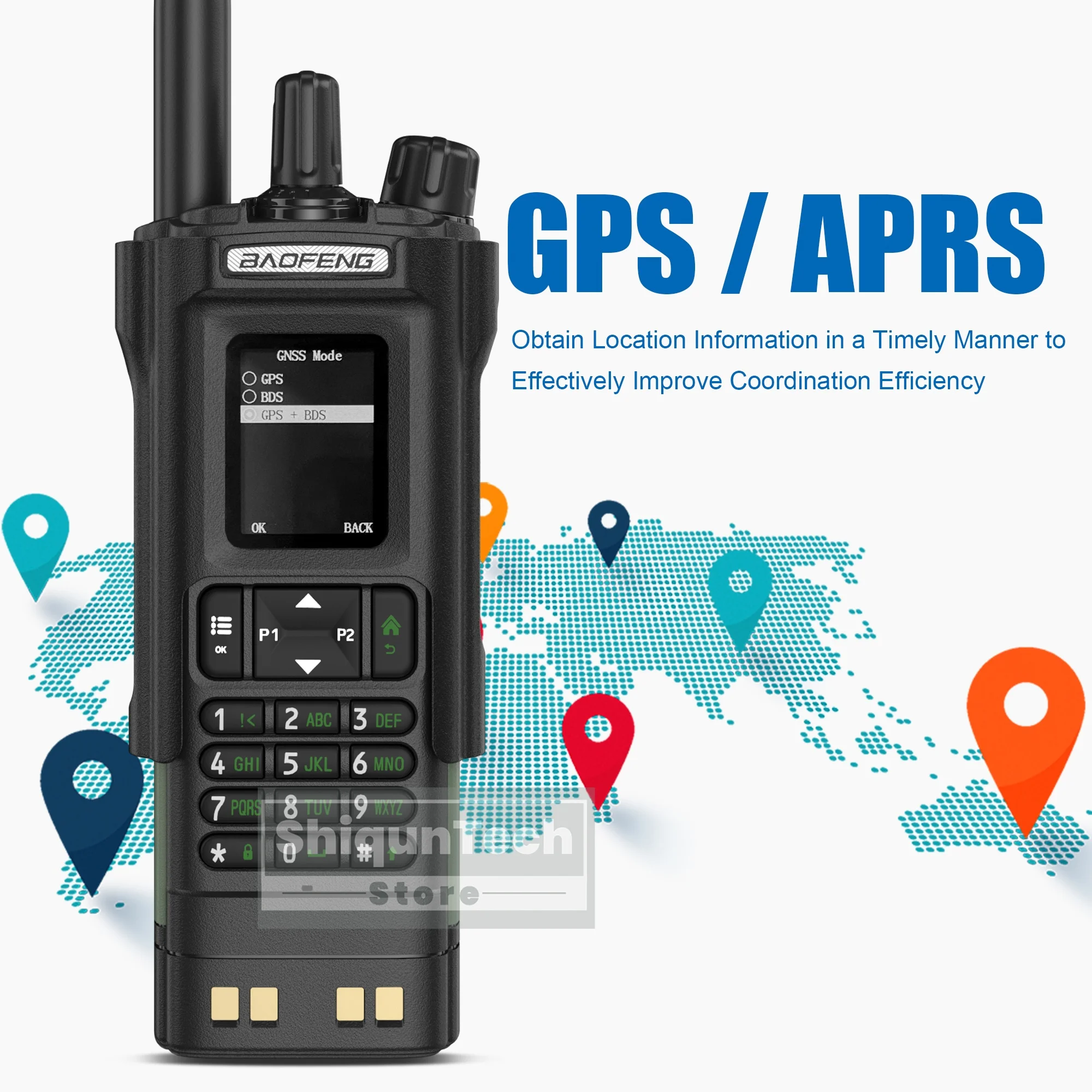 BAOFENG DM-32 mit Gürtelholster DMR Radio Digital GPS APRS Walkie Talkie AES256 Verschlüsselung 999CH Dual Mode Analog Dual Time Slot