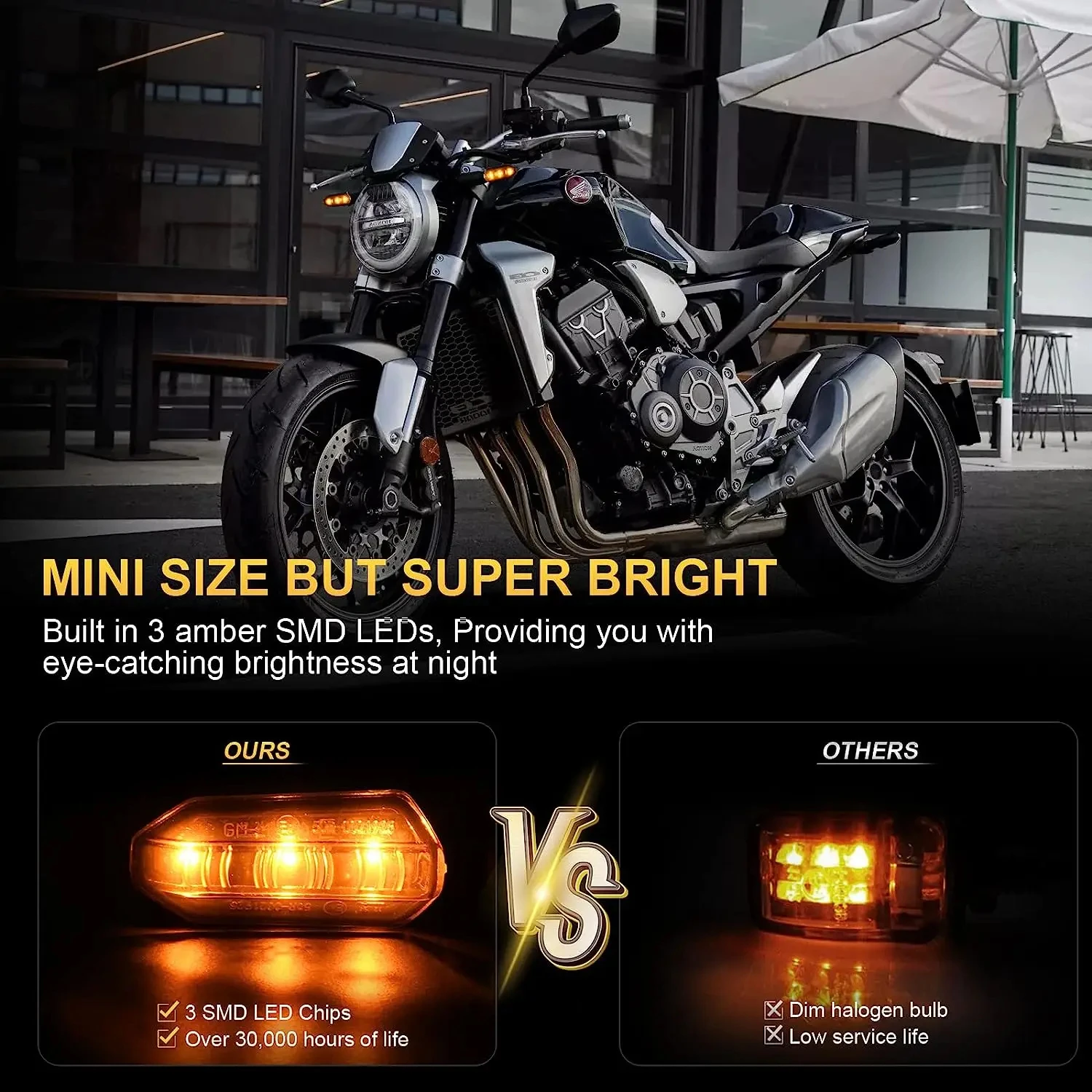 8mm Mini motocykl kierunkowskazy LED bursztynowe migające światło migacz kierunkowskaz 12V Moto lampka kontrolna akcesoria