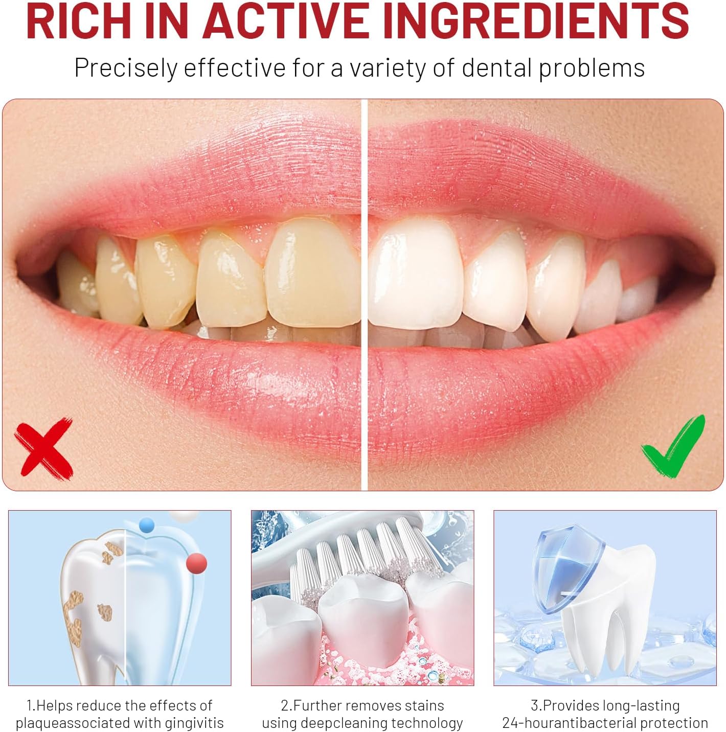 Pasta de dientes blanqueadora de niacinamida, blanquea intensiva los dientes, protege el esmalte, elimina las manchas y refresca el aliento, cuidado bucal diario
