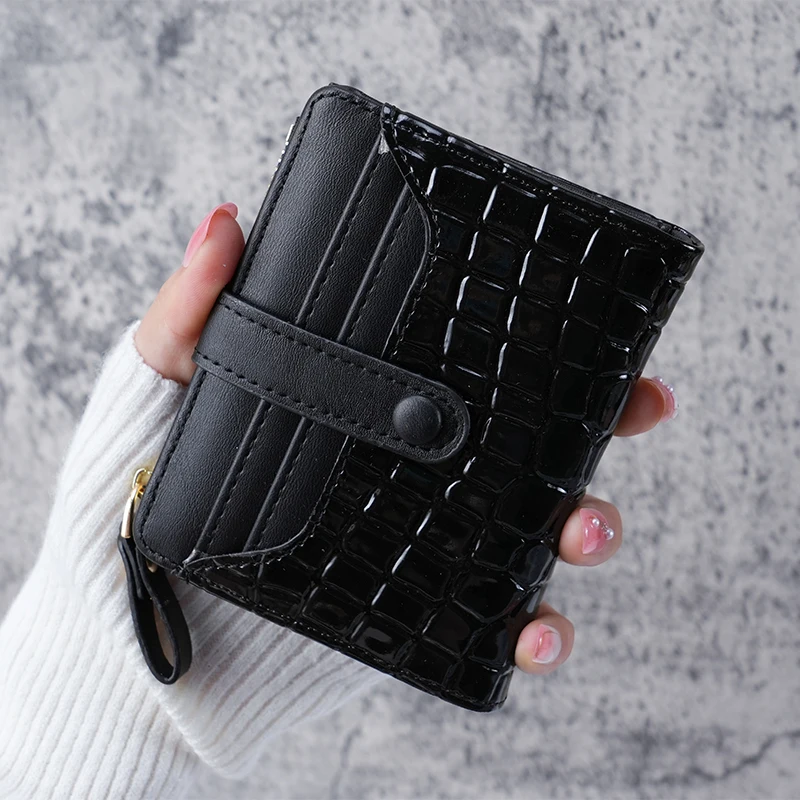 Mini cartera de mano con estampado de cocodrilo, tarjetero corto, tarjetero y monedero para mujer