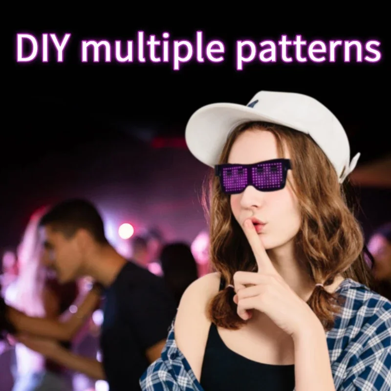 Bluetooth APP Control Led Party Glowing Glasses Programmable Text Display Customized Languages USB Charge Party Carnival Prop