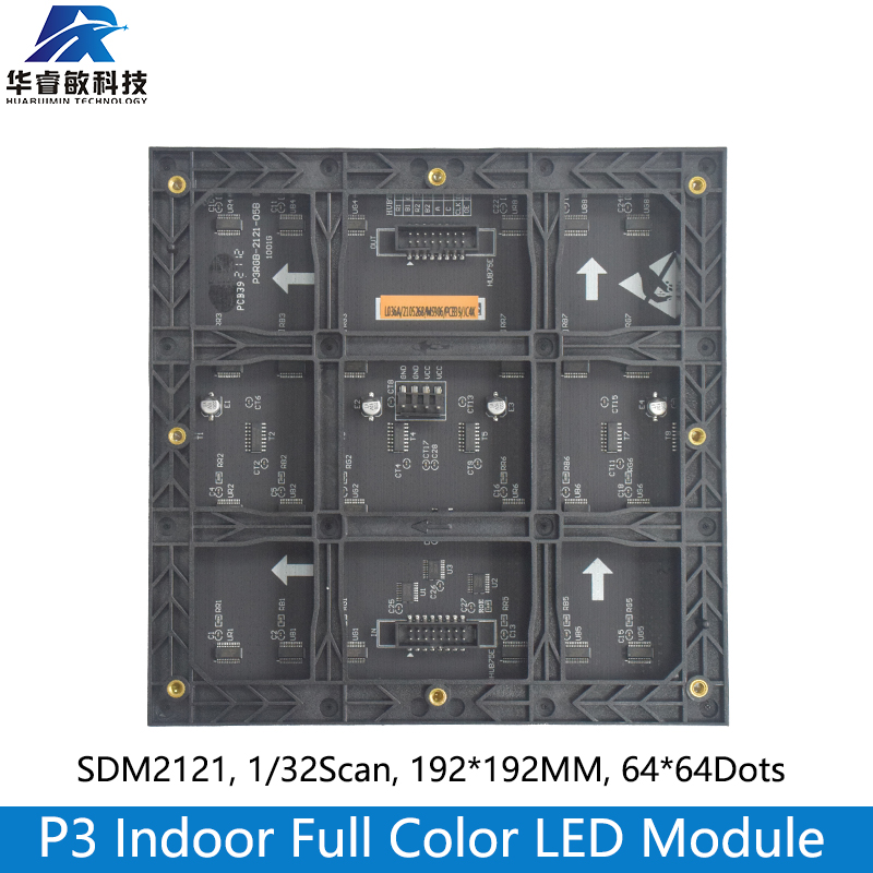 P3 屋内フルカラー LED ディスプレイ モジュール 64 x 64 ドット マトリックス 192mm*192mm、SMD RGB P3 LED パネル モジュール