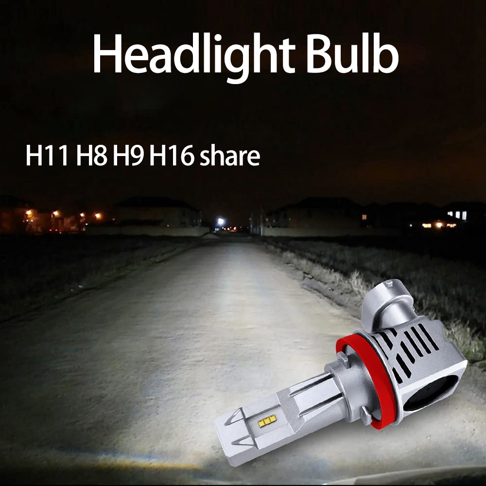 Lâmpada LED sem fio branca fria do farol, Lâmpadas LED para farol, 12000lm por conjunto, 6500K, H11, H8, H9, H16, Pacote de 2