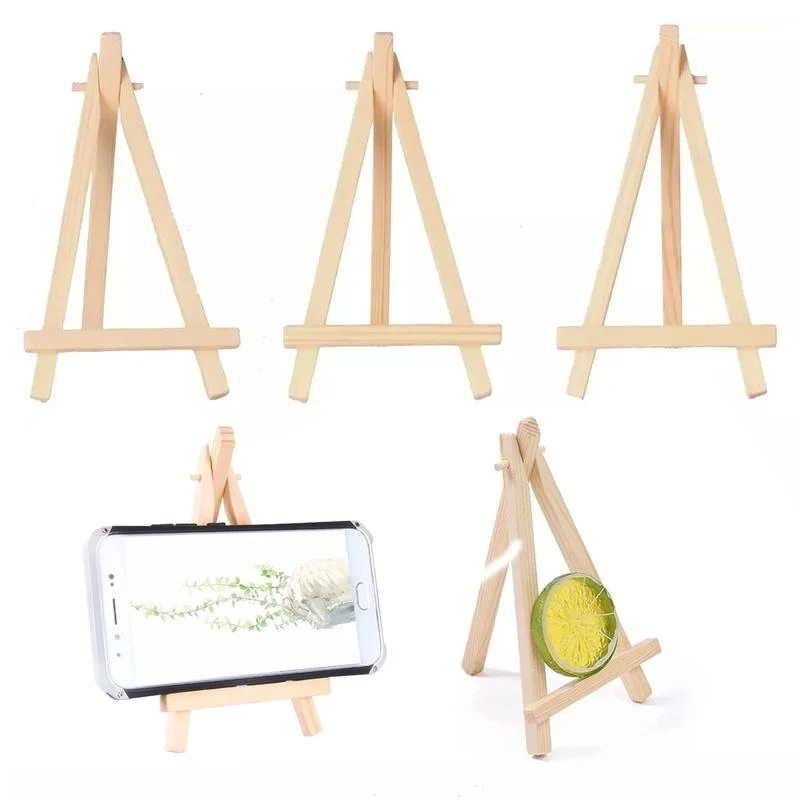 Mini marco de caballete de madera para mesa de boda, soporte triangular para tarjetas, soporte de exhibición, pintura artesanal para niños, suministros para artistas, 10 Uds.