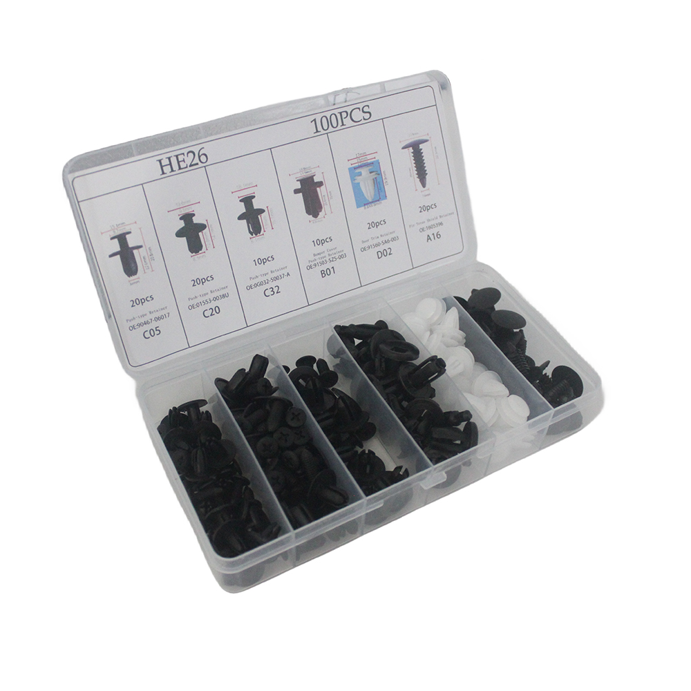 100pcs Auto Fastener คลิปชุด Fender Rivet คลิปรถ PUSH Retainer PIN Rivet กันชนประตู Trim PANEL Retainer รถคลิป