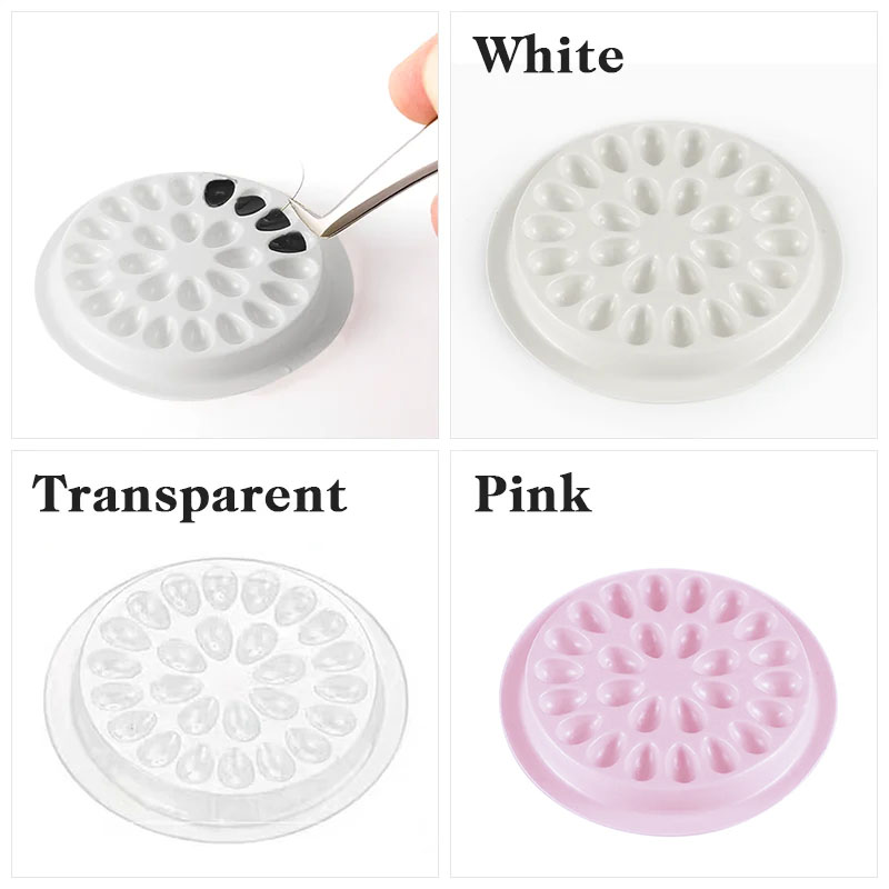 Natuhana 100 stücke Wimpern Kunststoff Kleber halter Kleber Dichtung Kleber Palette Wimpern verlängerung Klebe pads Blumen form Pad Make-up-Tool