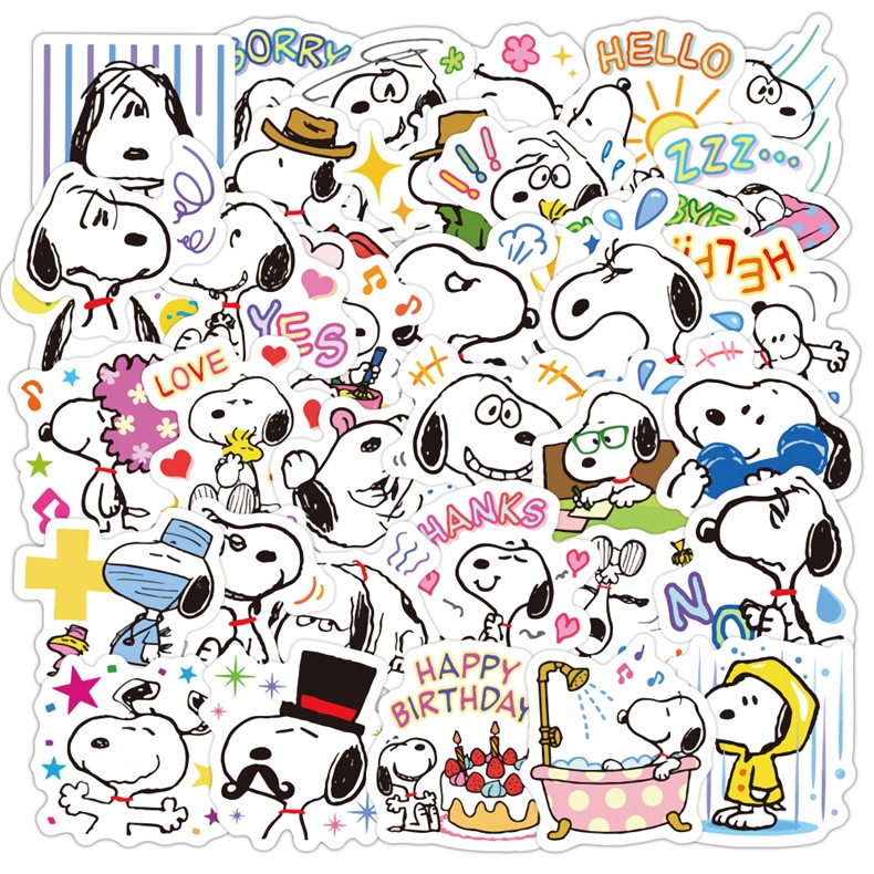 40 Uds Snoopy lindo perro de dibujos animados Graffiti manual Material funda de teléfono móvil equipaje pegatina impermeable