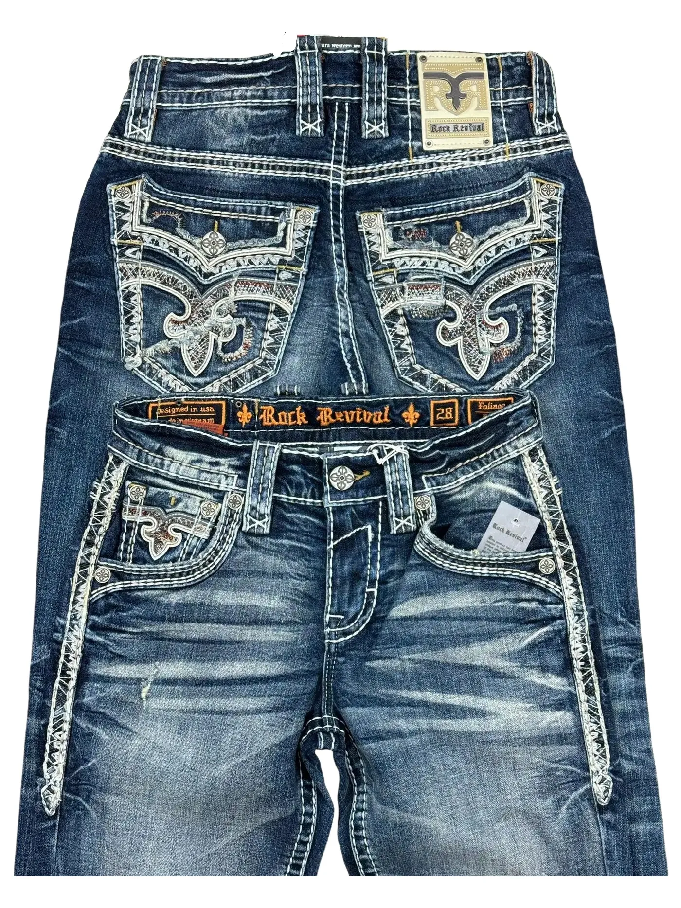 Y2K Neue Revival Herren Jeans Laub Bootcut Frauen Gothic Blau Denim Stickerei Tasche Hip Hop Harajuku Breite Hosen Straße Tragen